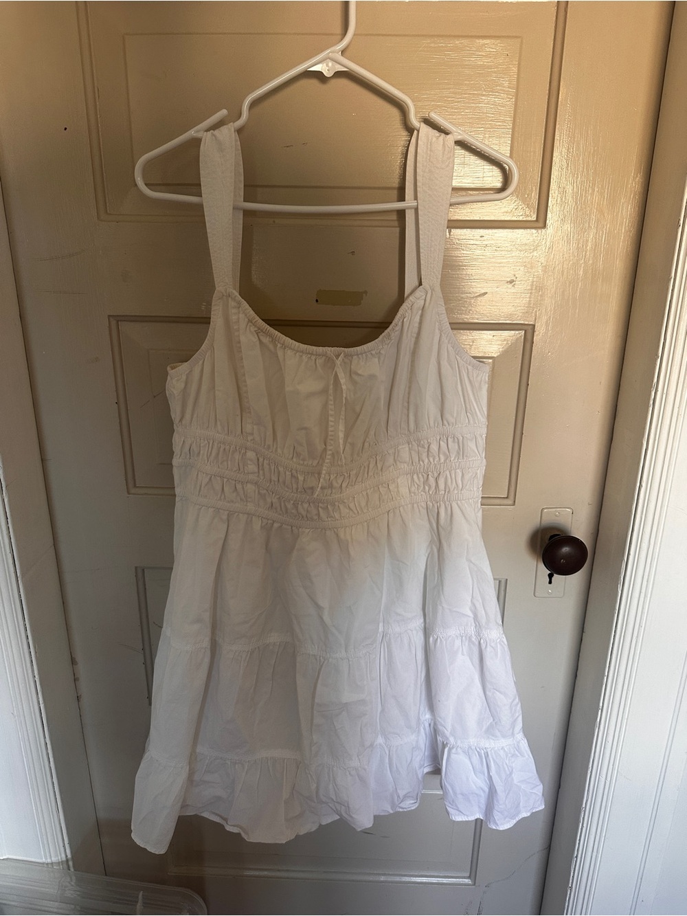 Aritzia White Tiered Smocked-Detail Girls' Dress